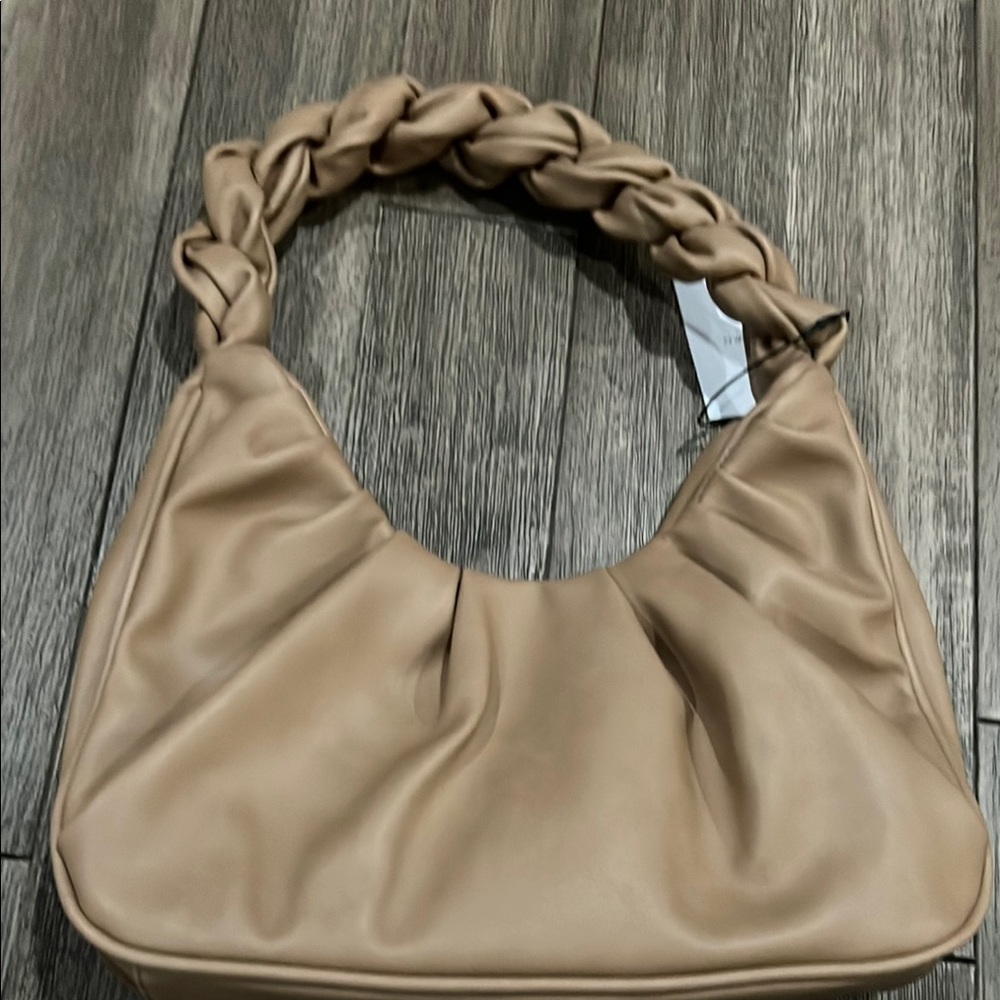 Fawn Elegant Tan Braided Handle Women's Bag